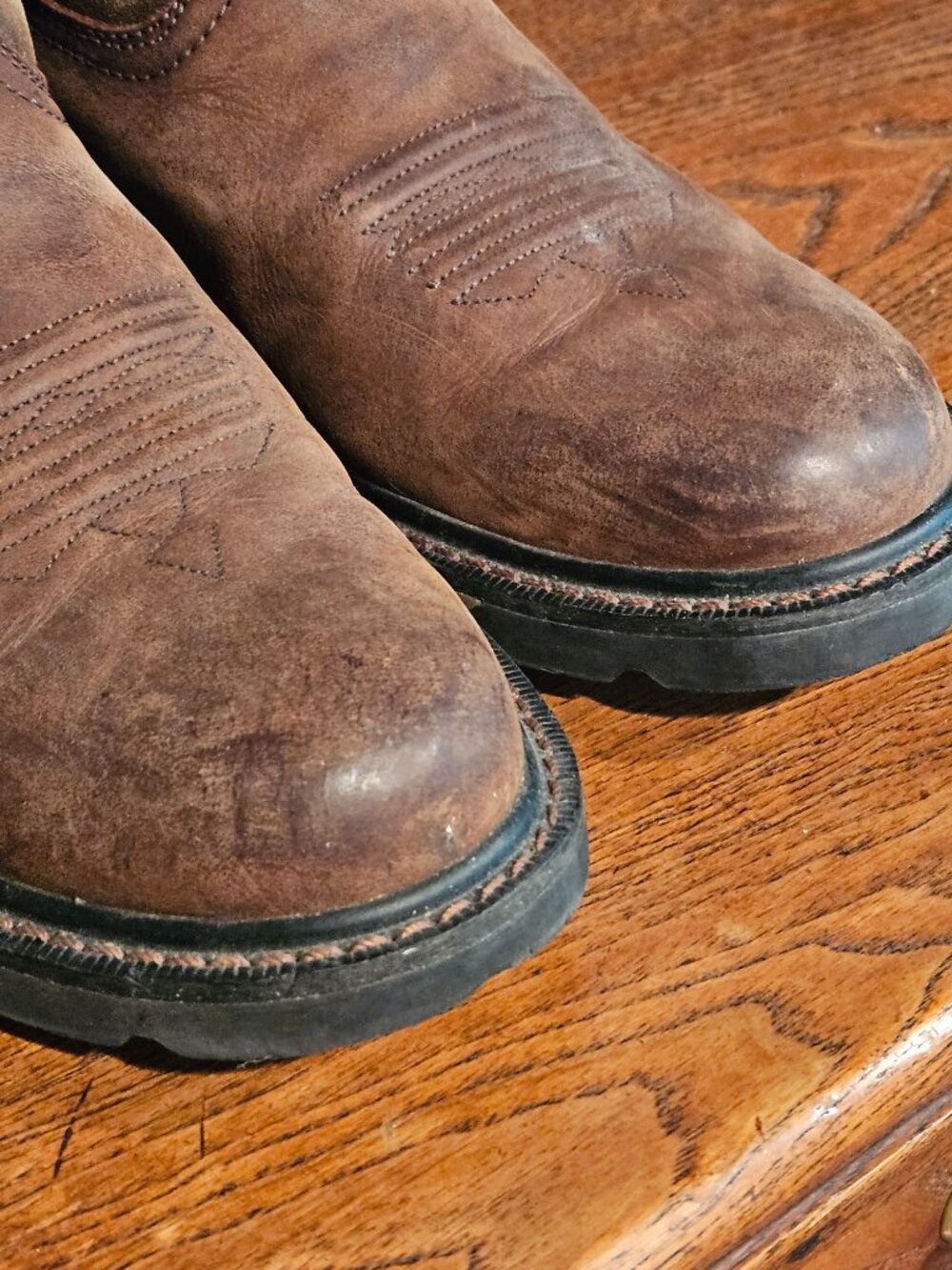 Ariat Groundbreaker Pull-On Western Work Boots Brown Leather Men’s Size 9D - Picture 4 of 12